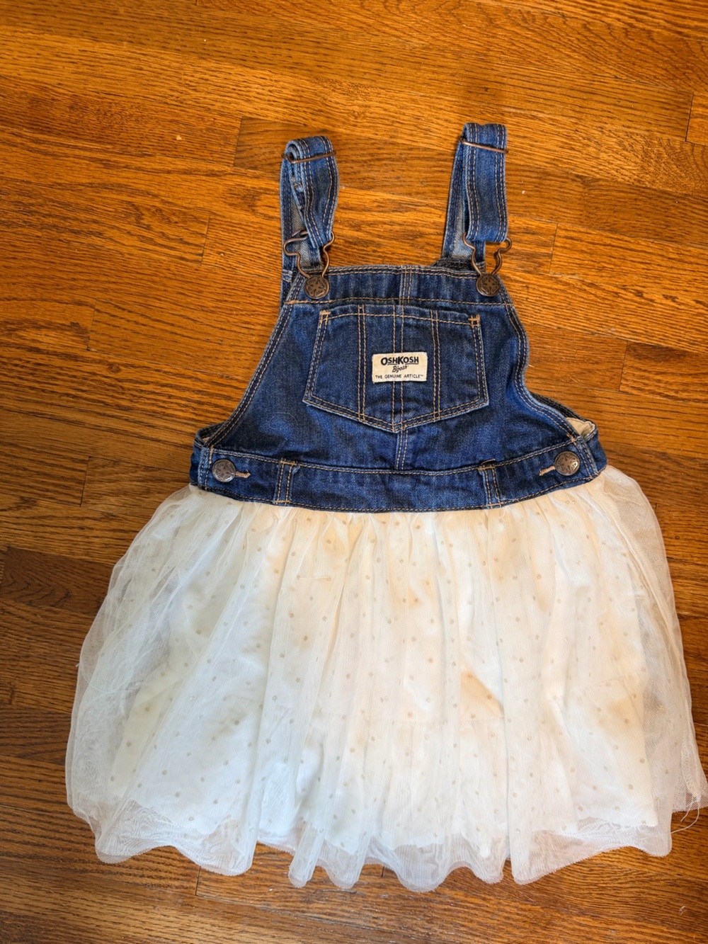OshKosh B'gosh Denim & White Tulle Jumper Dress
